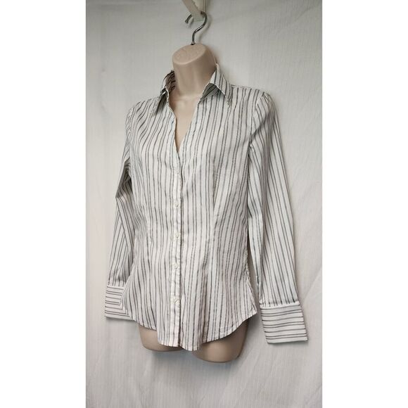 Express Design Long Sleeve Striped Black/White Shirt Size Small - Picture 3 of 7